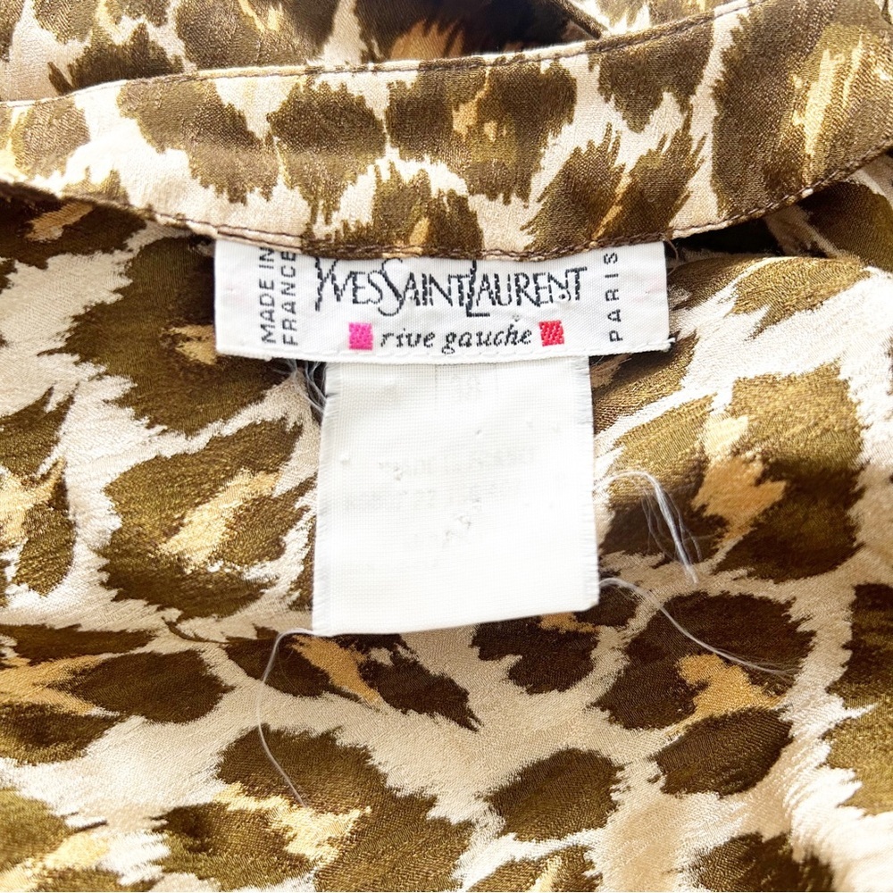 Vintage Yves Saint Laurent YSL Silk Leopard Shawl Cropped Blouse Size 38 - Picture 7 of 7